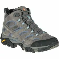 MERRELL Women's Moab 2 Mid Waterproof Hiking Boots, Granite , Wide