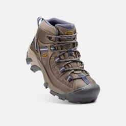 KEEN Women's Targhee II Mid Waterproof Hiking Boots, Goat/Crown Blue -Boots Sales Shop 2039761 202 alt1
