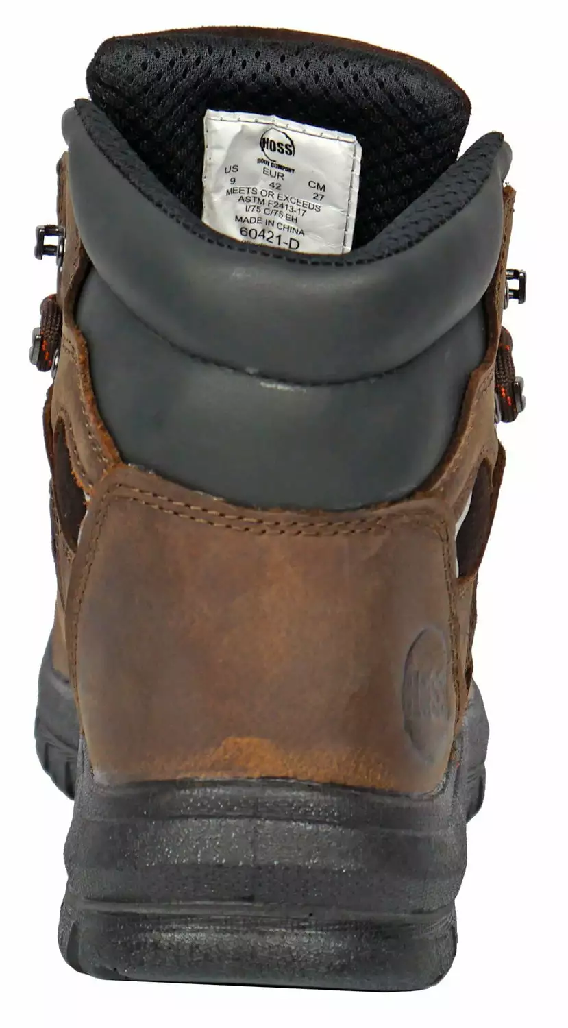 Hoss Boots Mens Brown Leather Adam 6in ST Work Boots 6 Hoss Boots Mens Brown Leather Adam 6in ST Work Boots - Image 4