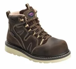 Avenger Womens Brown Leather Comp Toe 7550 Wedge Lace Work Boots