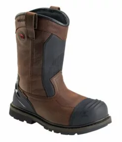 Avenger Mens Brown/Black Leather Comp Toe Wellington Met Work Boots
