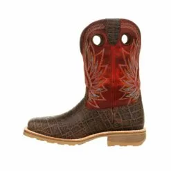 Durango Mens Elephant/Crimson Leather Maverick Pro ST WP Work Boots -Boots Sales Shop DDB0301 instep profile