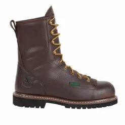 Georgia Mens Chocolate Leather Steel Toe WP Logger Work Boots -Boots Sales Shop G103 profile square