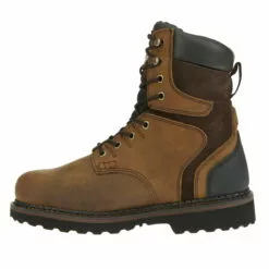 Georgia Brookville Mens Dark Brown Leather Waterproof 8in Work Boots -Boots Sales Shop G9134 profile instep square