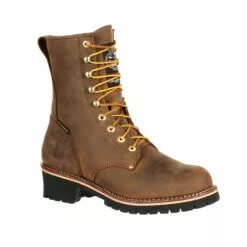 Georgia Mens Brown Leather Steel Toe Logger Insulated WP Work Boots -Boots Sales Shop GB00065