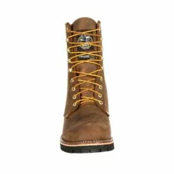 Georgia Mens Brown Leather Steel Toe Logger Insulated WP Work Boots -Boots Sales Shop GB00065 front square