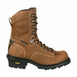Georgia Mens Brown Leather Core WP Logger Boots -Boots Sales Shop GB00096 profile