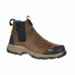 Georgia Mens Dark Brown Leather Chelsea WP Work Boots