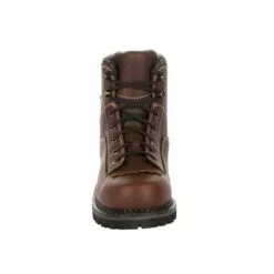 Georgia Mens Brown Leather Low Heel Logger Work Boots 12 Georgia Mens Brown Leather Low Heel Logger Work Boots -Boots Sales Shop GB00270 front