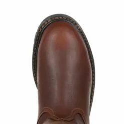 Georgia Mens Brown Leather LT WP Pull-On Work Boots -Boots Sales Shop GB00308 birdseye