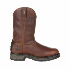 Georgia Mens Brown Leather LT WP Pull-On Work Boots -Boots Sales Shop GB00308 profile