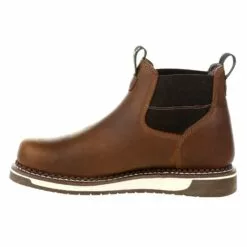 Georgia Mens Brown Leather Wedge WP Chelsea Work Boots -Boots Sales Shop GB00352 instep profile