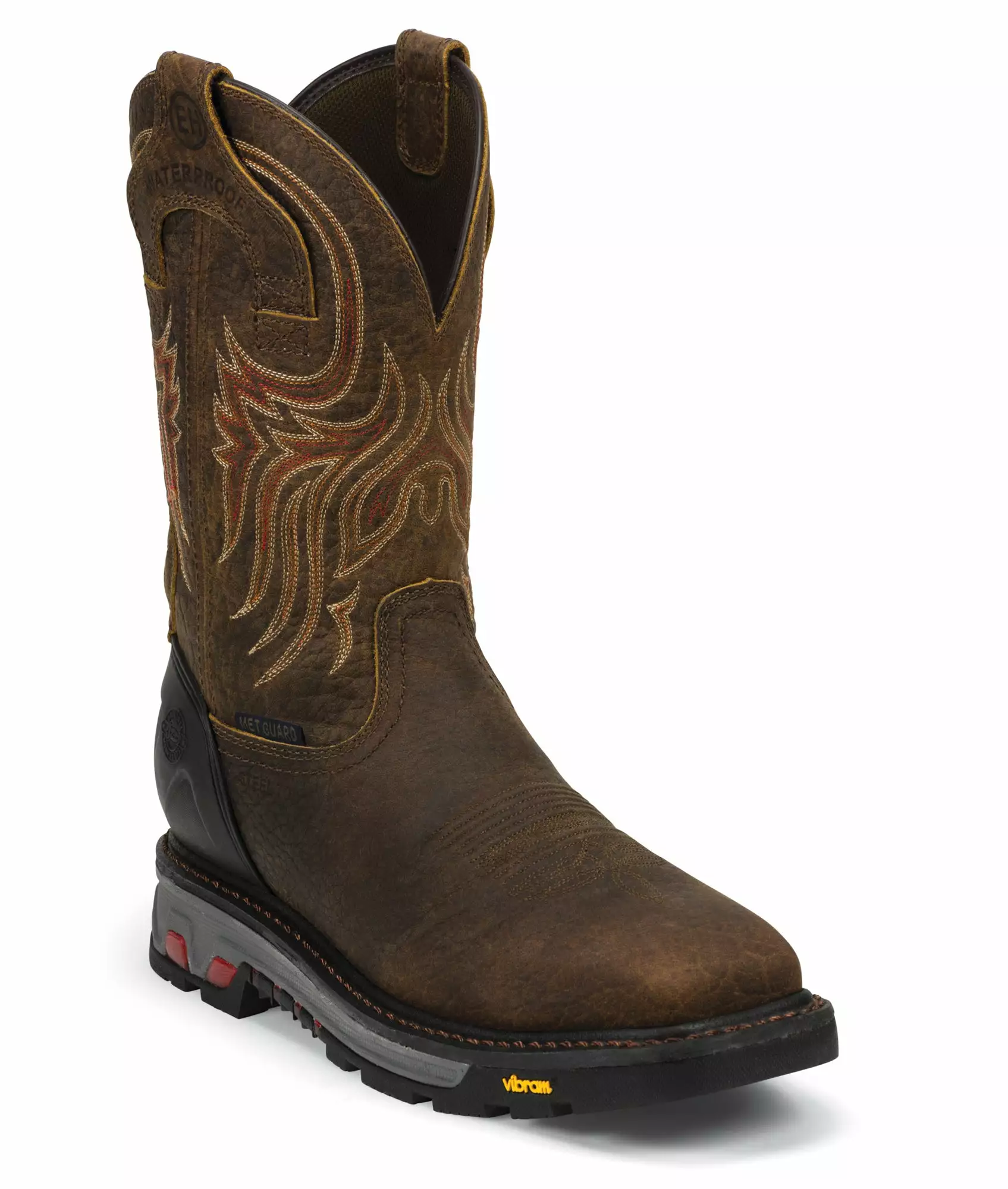 Justin Mens Brown Leather Work Boots Commander X5 WP Steel Toe 4 Justin Mens Brown Leather Work Boots Commander X5 WP Steel Toe - Image 2