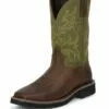 Justin Mens Green Cowhide Leather Work Boots 11in Stampede Pull-On -Boots Sales Shop JOW WK4687 L 38b52960 6cd9 4aa8 88b4 d10472b68e86