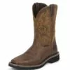 Justin Mens Tan Tail Leather Work Boots 11in Stampede Comp Toe