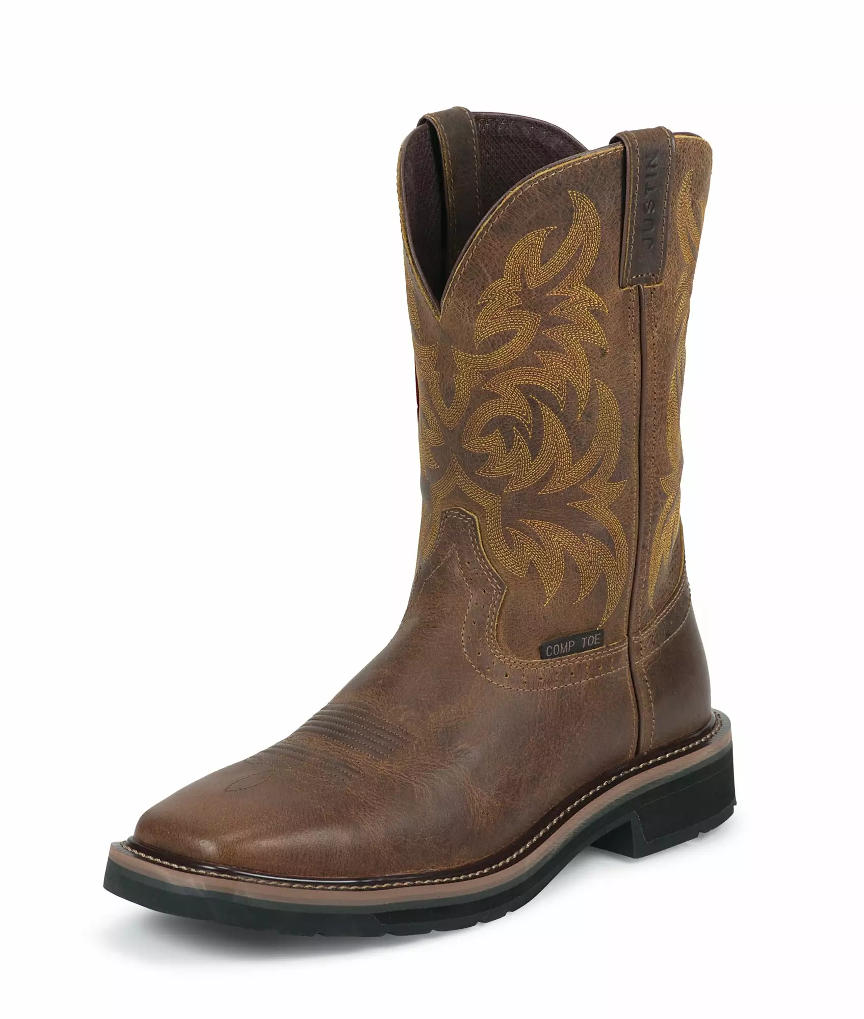 Justin Mens Tan Tail Leather Work Boots 11in Stampede Comp Toe 3 Justin Mens Tan Tail Leather Work Boots 11in Stampede Comp Toe