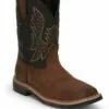 Justin 11in Water Buffalo Mens Pecan/Black Bolt Leather Work Boots -Boots Sales Shop JST 001 SE4112