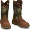 Justin 11in WP EH Mens Barley Brown/Camo Rush Leather Work Boots -Boots Sales Shop JST 002 SE4318