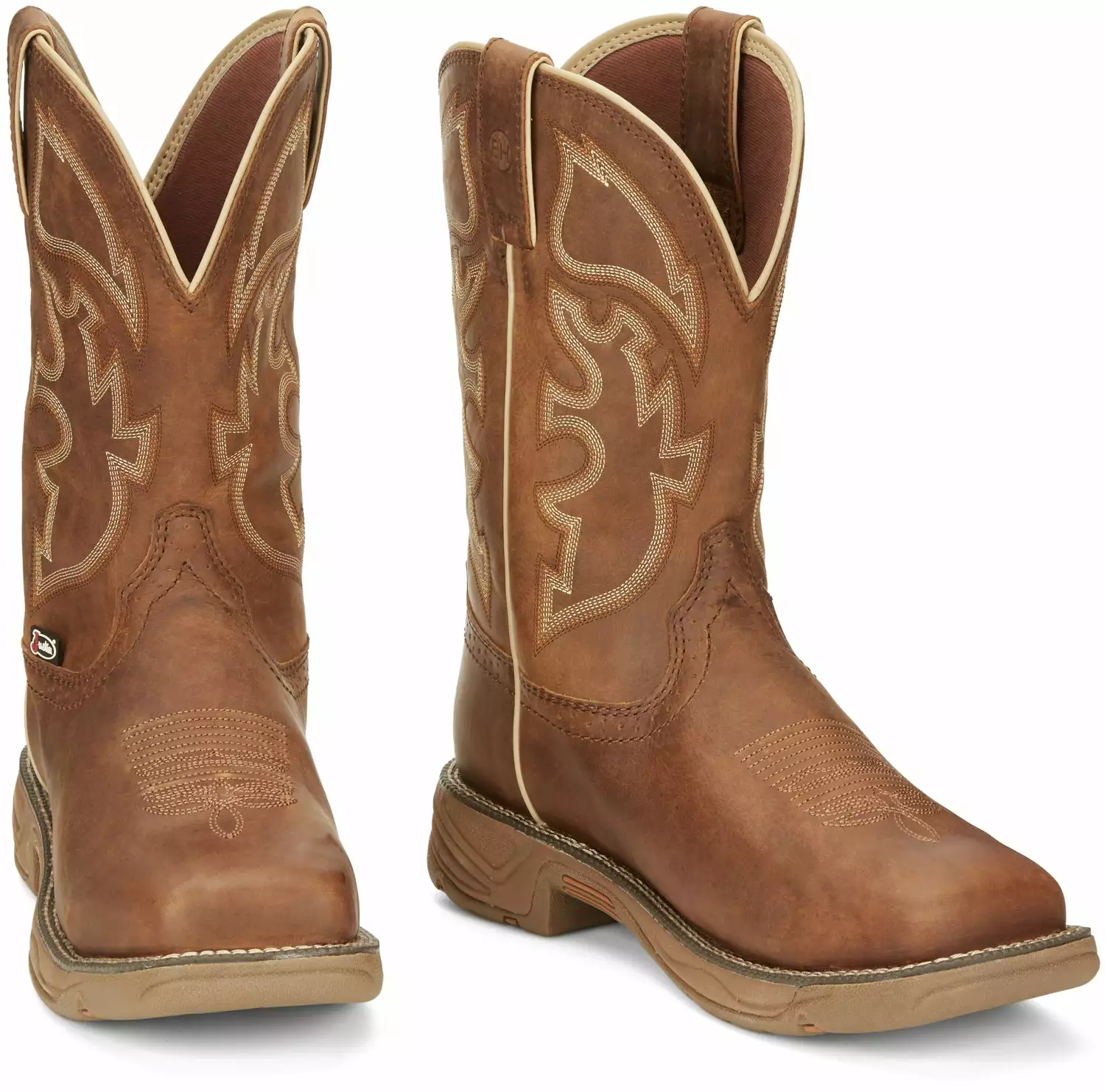 Justin 11in ST Mens Saddle Tan Rush Leather Work Boots 3 Justin 11in ST Mens Saddle Tan Rush Leather Work Boots