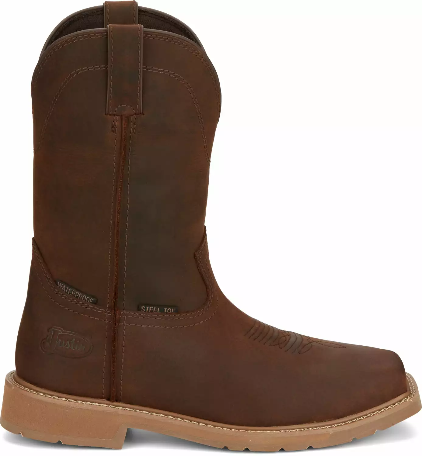 Justin 11in Western ST Mens Pecan Brown Buster Leather Work Boots 4 Justin 11in Western ST Mens Pecan Brown Buster Leather Work Boots - Image 2