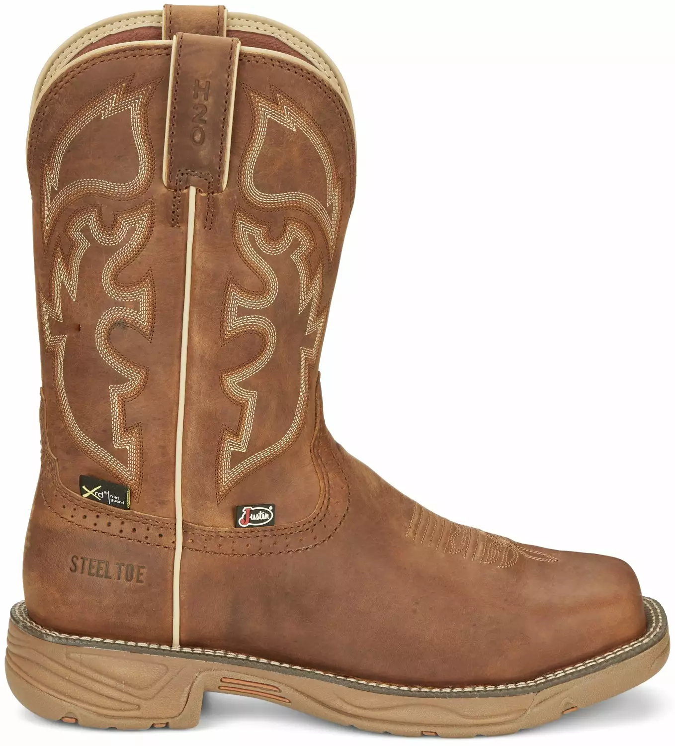 Justin 11in ST Mens Saddle Tan Rush Leather Work Boots 4 Justin 11in ST Mens Saddle Tan Rush Leather Work Boots - Image 2