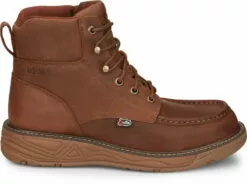 Justin 6in WP Mocc Mens Barley Brown Rush Leather Work Boots -Boots Sales Shop JST 004 SE470
