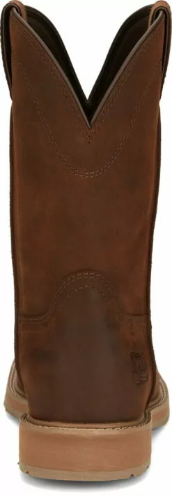 Justin 11in Western Mens Pecan Brown Buster Leather Work Boots -Boots Sales Shop JST 006 SE3100