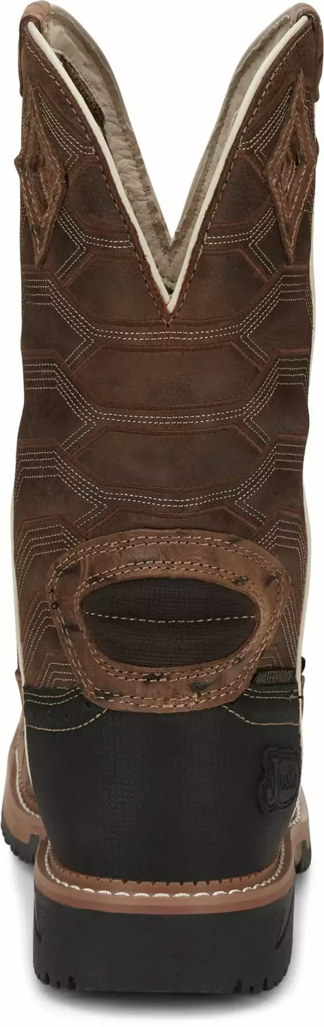 Justin 12in Croc Print Mens Caramel Derrickman Leather Work Boots 7 Justin 12in Croc Print Mens Caramel Derrickman Leather Work Boots - Image 5