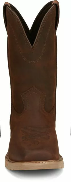 Justin 11in Western Mens Pecan Brown Buster Leather Work Boots -Boots Sales Shop JST 008 SE3100