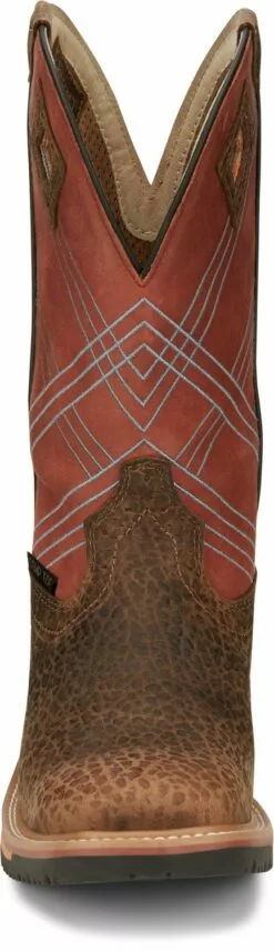 Justin 12in CT Mens Burnt Orange Dalhart Leather Work Boots -Boots Sales Shop JST 008 SE4218