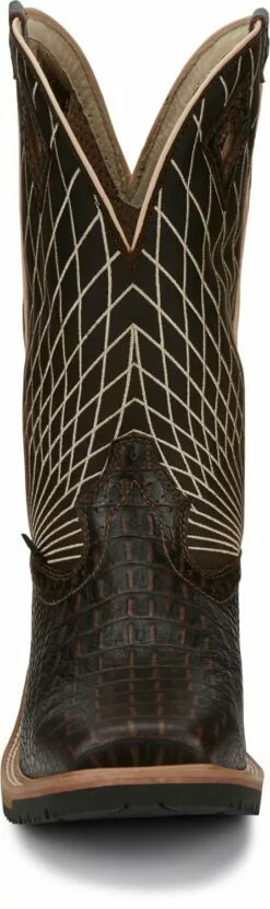 Justin Croc Print CT Mens Chocolate Derrickman Leather Work Boots -Boots Sales Shop JST 008 SE4833 795b4a2c 8165 4d48 837b 52fe220a6ec0