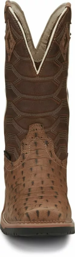 Justin 12in Croc Print Mens Caramel Derrickman Leather Work Boots 15 Justin 12in Croc Print Mens Caramel Derrickman Leather Work Boots -Boots Sales Shop JST 008 SE4839