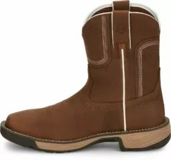Justin 8in WP Womens Cedar Brown Rush Leather Work Boots -Boots Sales Shop JST 009 SE4359