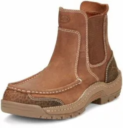 Justin 6in EH Mocc Mens Barley Brown Channing Leather Work Boots -Boots Sales Shop JST 010 SE254