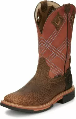 Justin 12in CT Mens Burnt Orange Dalhart Leather Work Boots -Boots Sales Shop JST 010 SE4218