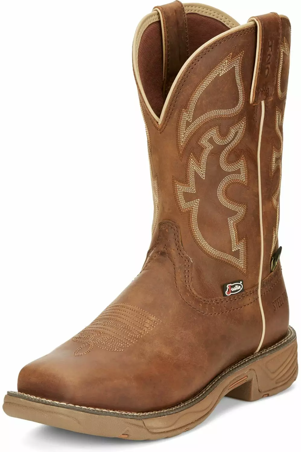 Justin 11in ST Mens Saddle Tan Rush Leather Work Boots 9 Justin 11in ST Mens Saddle Tan Rush Leather Work Boots - Image 7