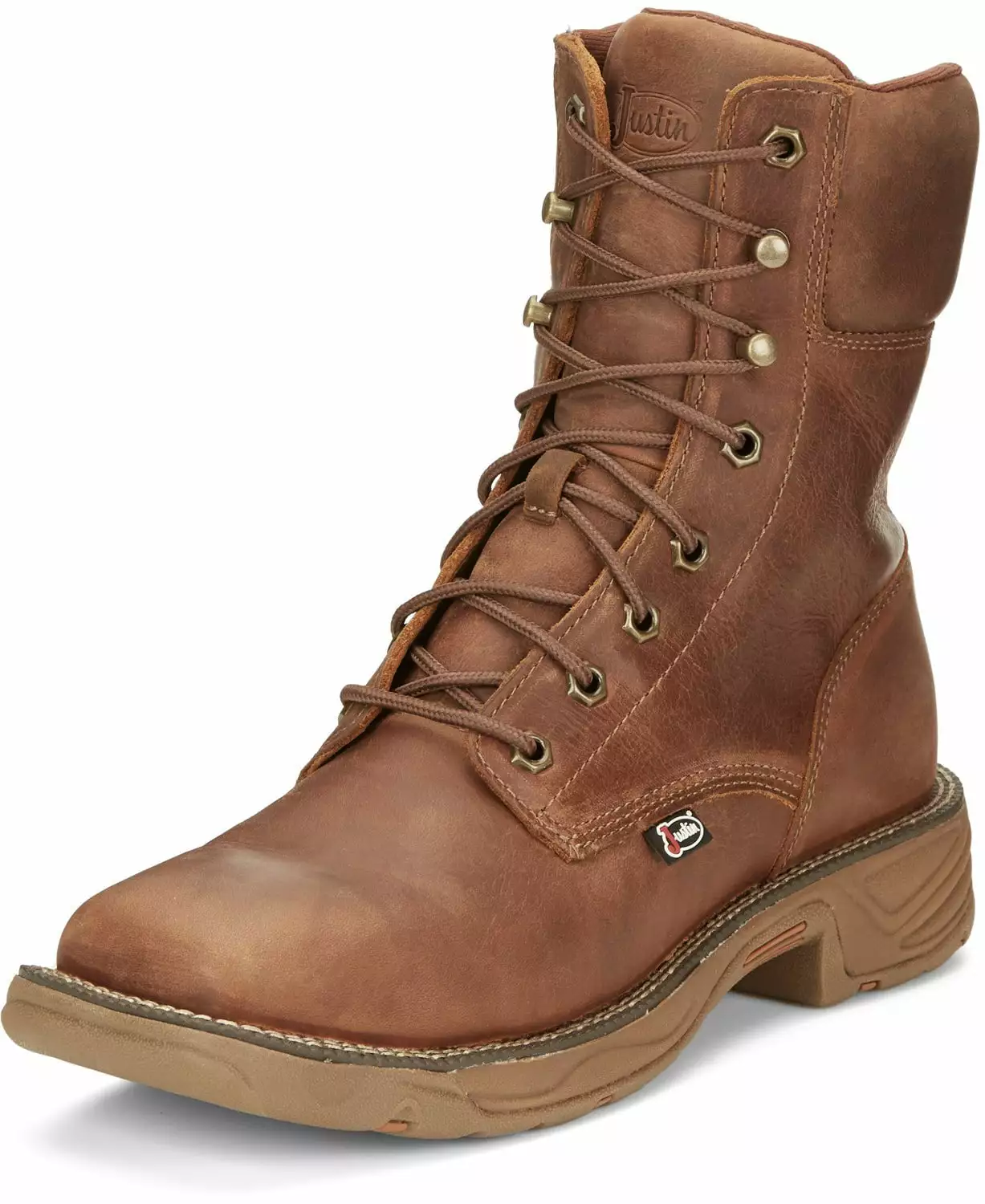Justin 8in Lacer Mens Barley Brown Rush Leather Work Boots 10 Justin 8in Lacer Mens Barley Brown Rush Leather Work Boots - Image 8