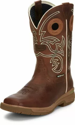 Justin 11in Western Mens Spice Brown NiTREAD Leather Work Boots -Boots Sales Shop JST 023 CR3200