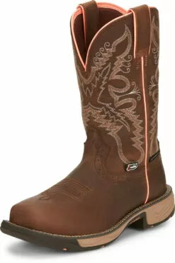 Justin 11in CT Womens Rural Chocolate Rush Leather Work Boots -Boots Sales Shop JST 023 SE4357