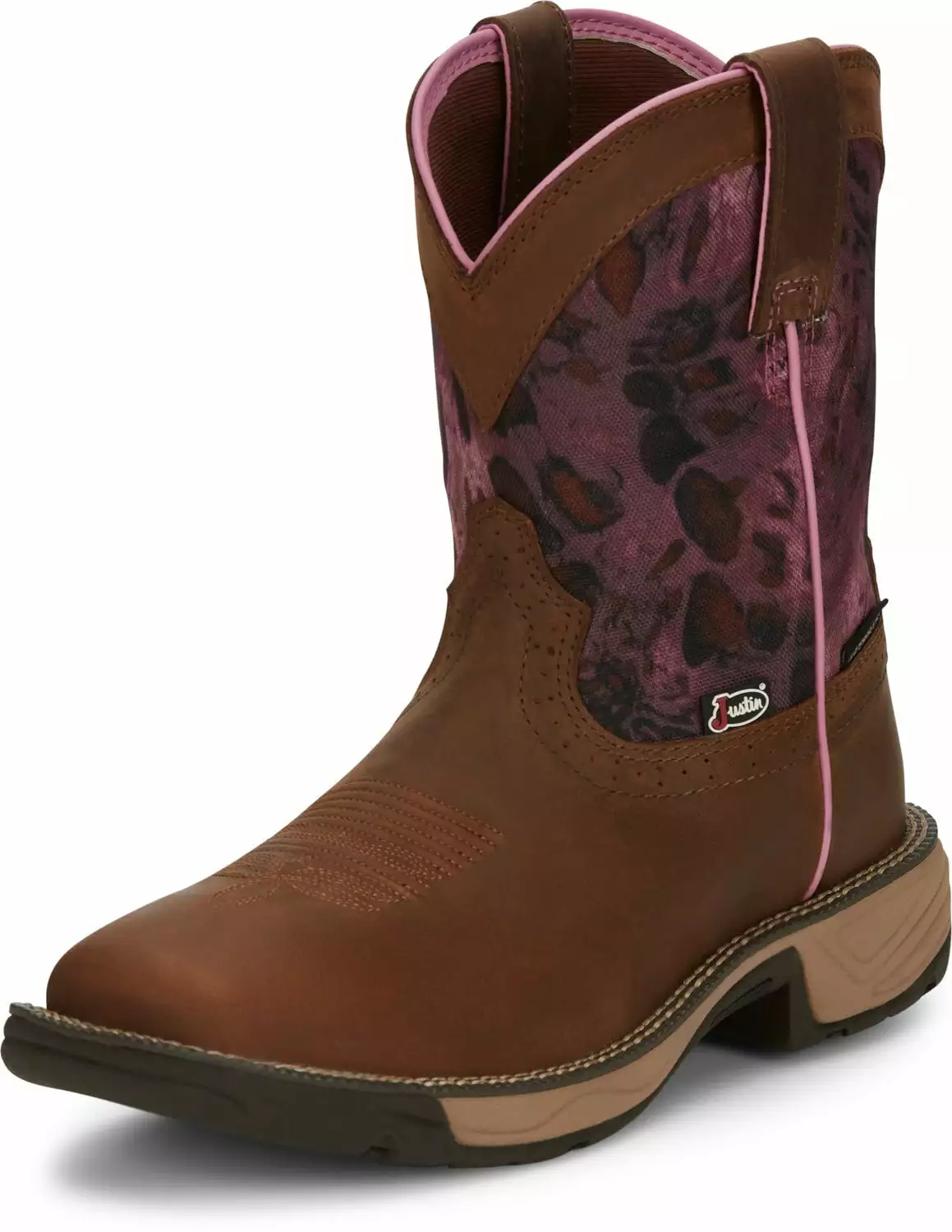 Justin 8in WP Womens Prym1 Pink Out Camo Rush Leather Work Boots 9 Justin 8in WP Womens Prym1 Pink Out Camo Rush Leather Work Boots - Image 7
