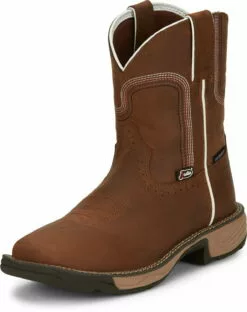 Justin 8in WP Womens Cedar Brown Rush Leather Work Boots -Boots Sales Shop JST 023 SE4359